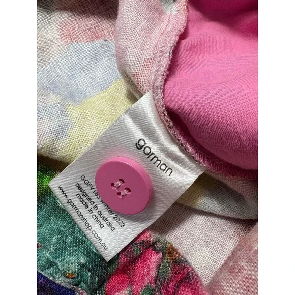 Gorman Bright Colorful 100% Linen Pants Wide Leg Crop Women's 12 - Picture 5 of 14